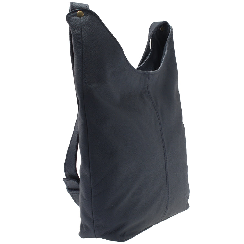 Leconi Mittlere Umhängetasche Schultertasche Beuteltasche Damentasche Leder Navy LE0072