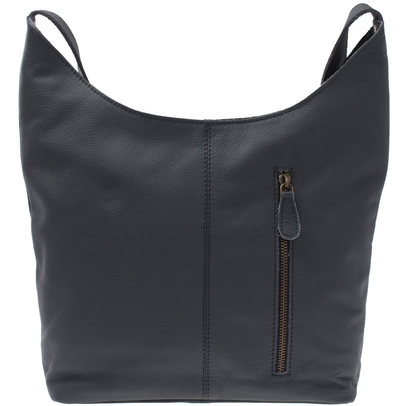 Leconi Mittlere Umhängetasche Schultertasche Beuteltasche Damentasche Leder Navy LE0072