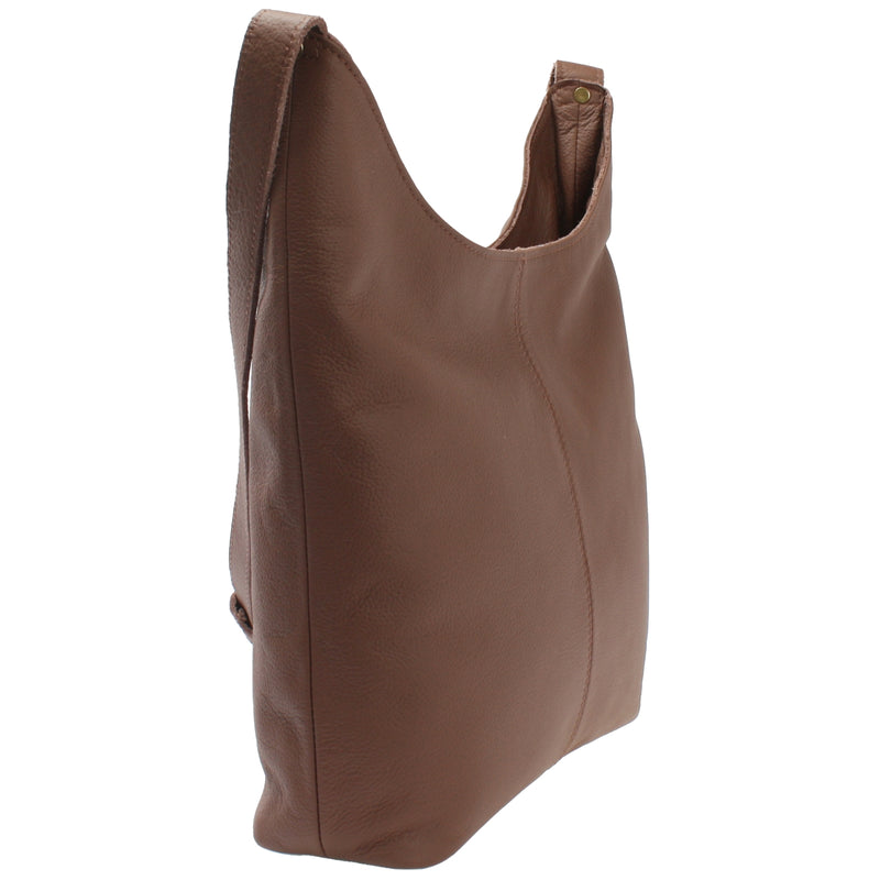 Leconi Mittlere Umhängetasche Schultertasche Beuteltasche Damentasche Leder Rehbraun LE0072