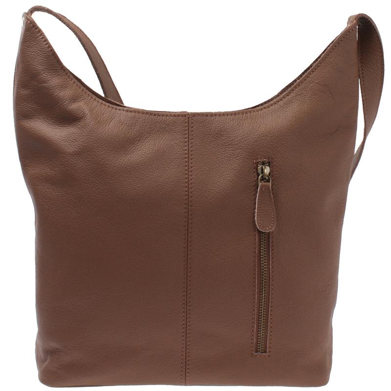 Leconi Mittlere Umhängetasche Schultertasche Beuteltasche Damentasche Leder Rehbraun LE0072