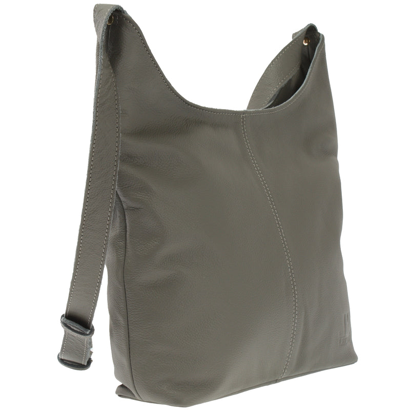 Leconi Mittlere Umhängetasche Schultertasche Beuteltasche Damentasche Leder Oliv LE0072