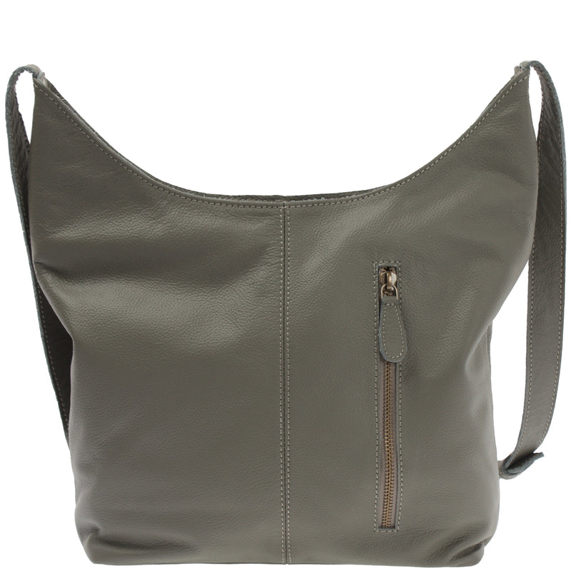 Leconi Mittlere Umhängetasche Schultertasche Beuteltasche Damentasche Leder Oliv LE0072