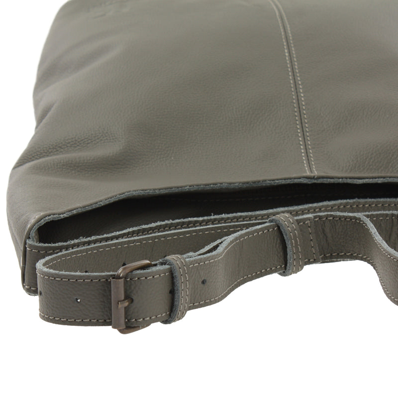 Leconi Mittlere Umhängetasche Schultertasche Beuteltasche Damentasche Leder Oliv LE0072