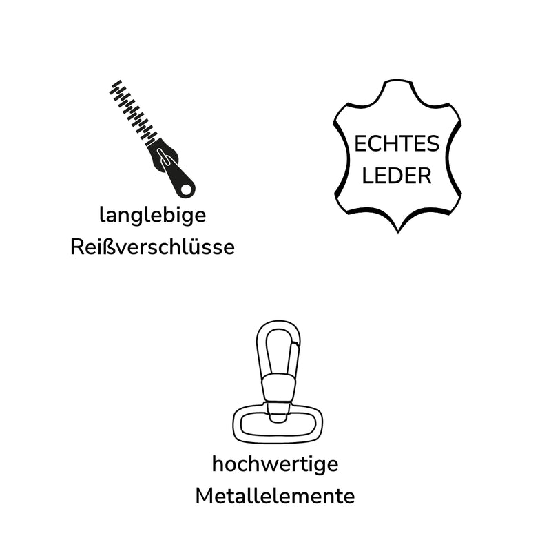 Leconi Mittlere Umhängetasche Schultertasche Beuteltasche Damentasche Leder Schwarz LE0072