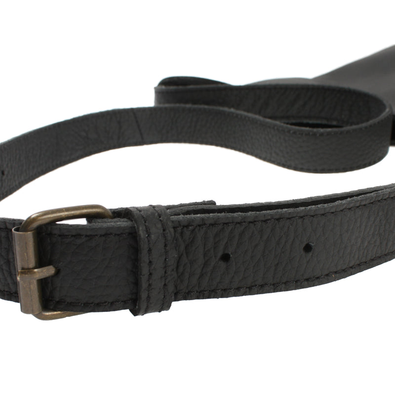 Leconi Mittlere Umhängetasche Schultertasche Beuteltasche Damentasche Leder Schwarz LE0072