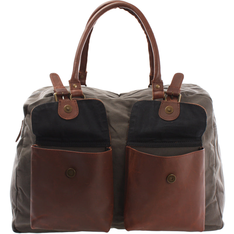 Leconi Reisetasche Weekender Handgepäck Canvas Leder Grau LE2012