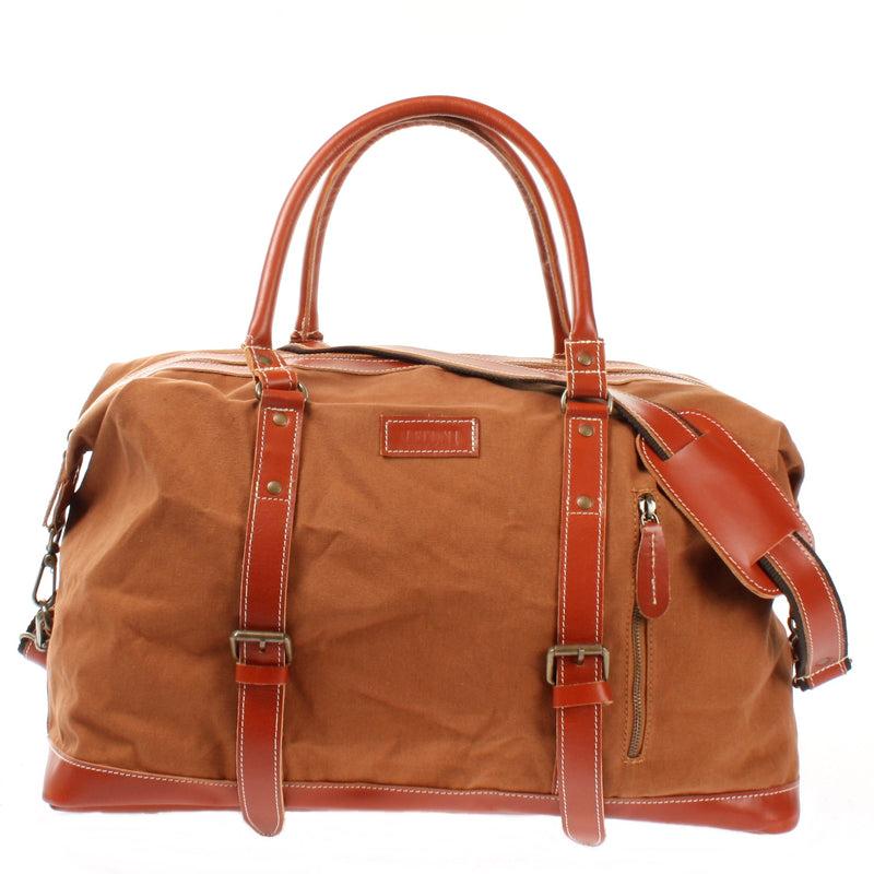 Leconi Reisetasche Weekender Handgepäck Leder Canvas cognac LE2010 Leconi Reisetasche Weekender Handgepäck Leder Canvas cognac LE2010
