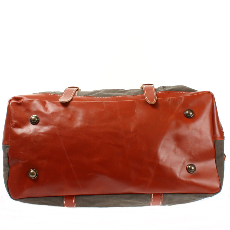 Leconi Reisetasche Weekender Handgepäck Leder Canvas Grau LE2010