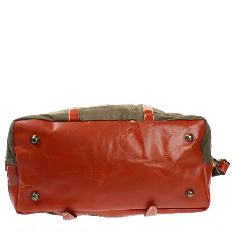 Leconi Reisetasche Weekender Handgepäck Leder Canvas Grün LE2010