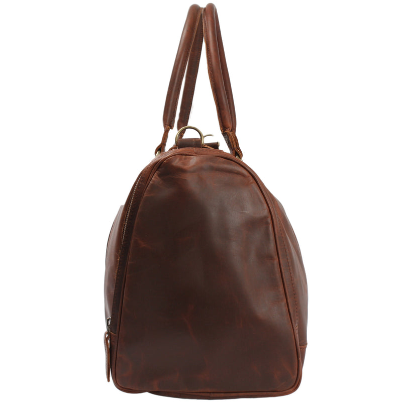 Leconi Reisetasche Weekender Sporttasche Damen Herren Leder Braun LE2017