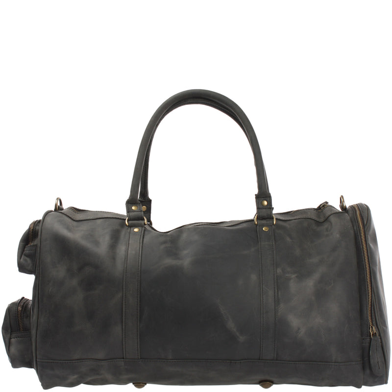 Leconi Reisetasche Weekender Sporttasche Ledertasche Damen Herren Leder Grau LE2017