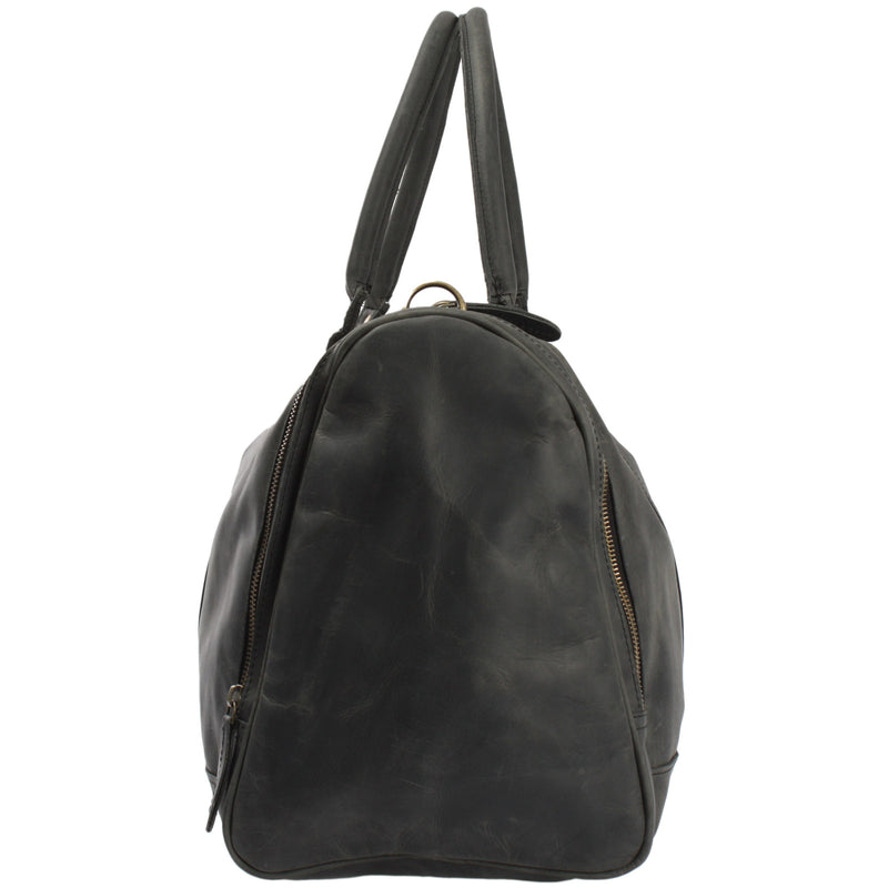 Leconi Reisetasche Weekender Sporttasche Ledertasche Damen Herren Leder Grau LE2017