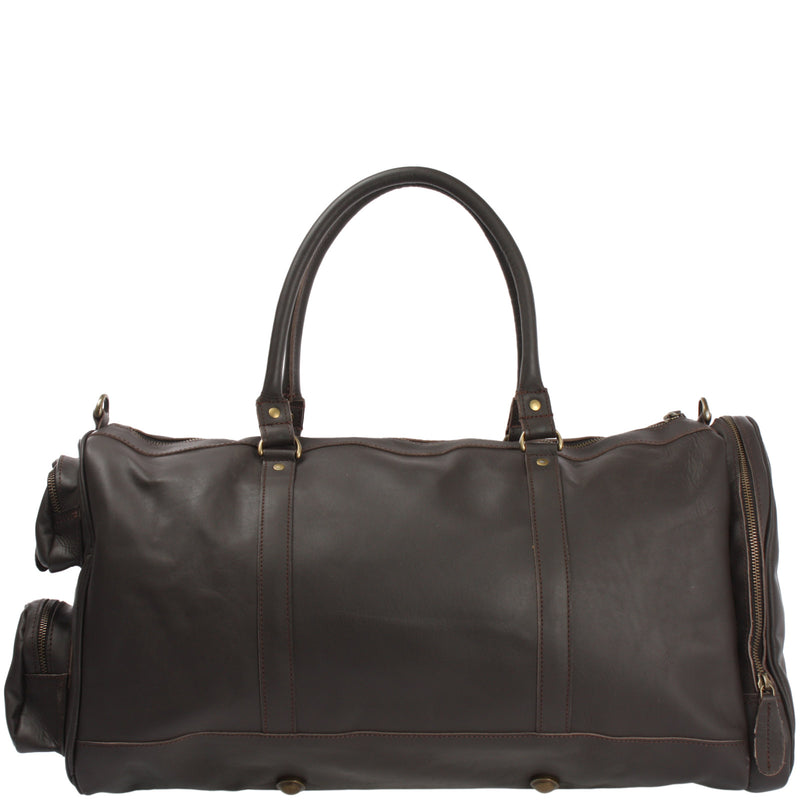 Leconi Reisetasche Weekender Sporttasche Ledertasche Damen Herren Leder Dunkelbraun LE2017