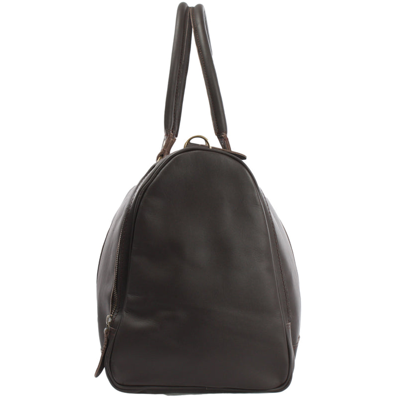 Leconi Reisetasche Weekender Sporttasche Ledertasche Damen Herren Leder Dunkelbraun LE2017