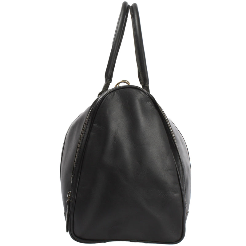 Leconi Reisetasche Weekender Sporttasche Ledertasche Damen Herren Leder Schwarz LE2017