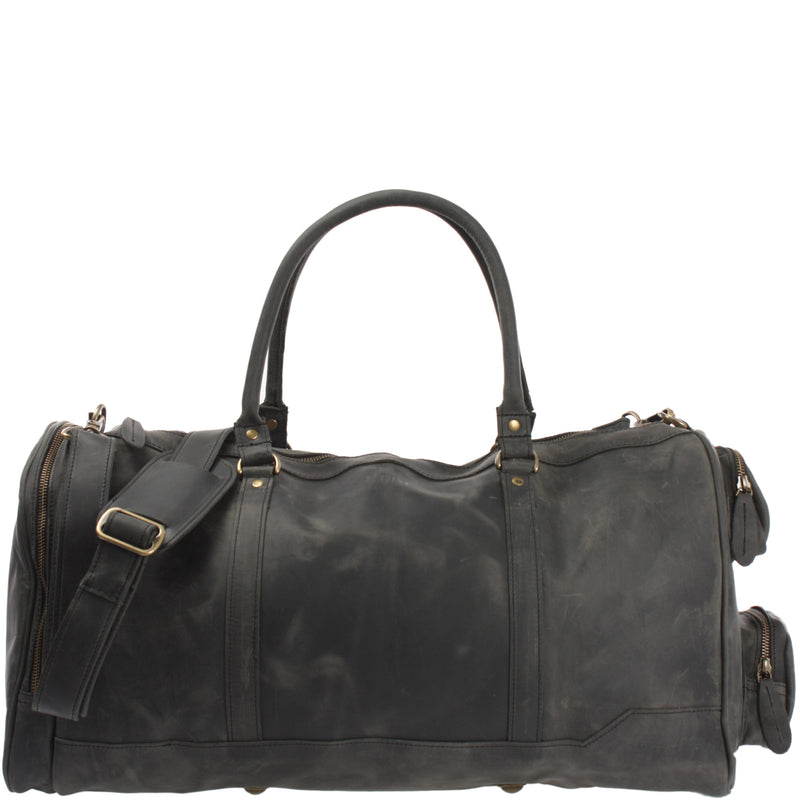 Leconi Reisetasche Weekender Sporttasche Ledertasche Damen Herren Leder grau LE2017