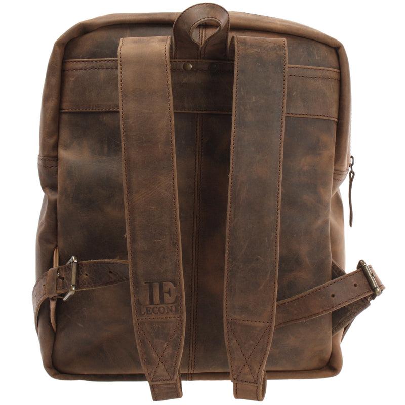 Leconi Rucksack Freizeitrucksack Lederrucksack Leder Schlamm LE1018