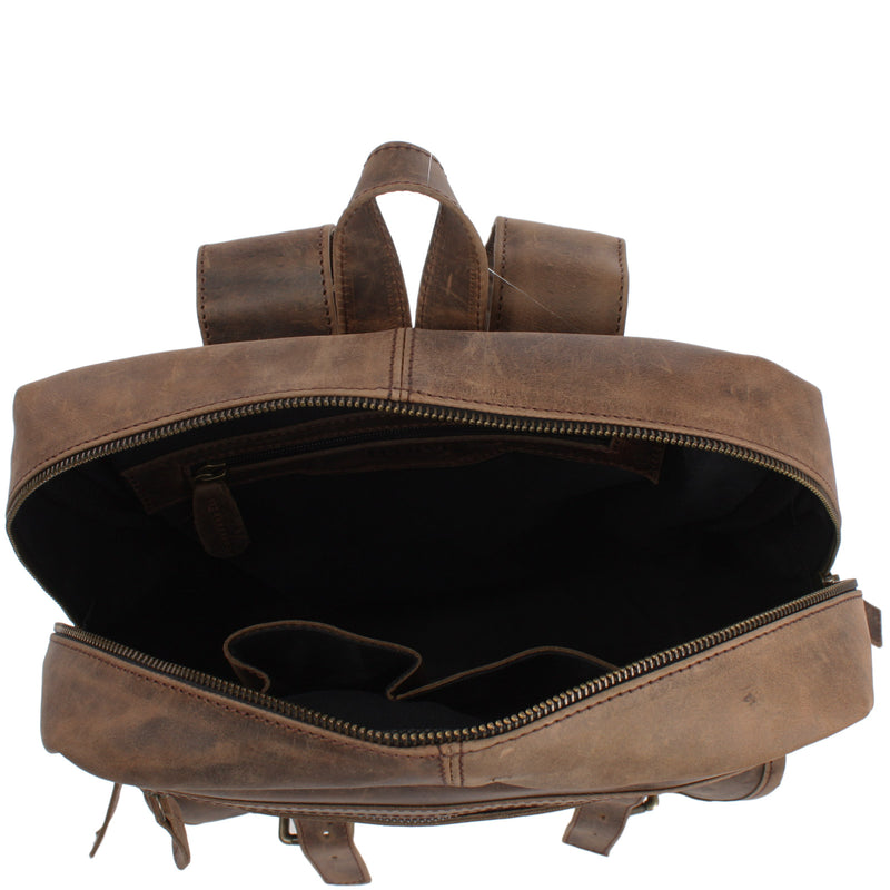 Leconi Rucksack Freizeitrucksack Lederrucksack Leder Schlamm LE1018