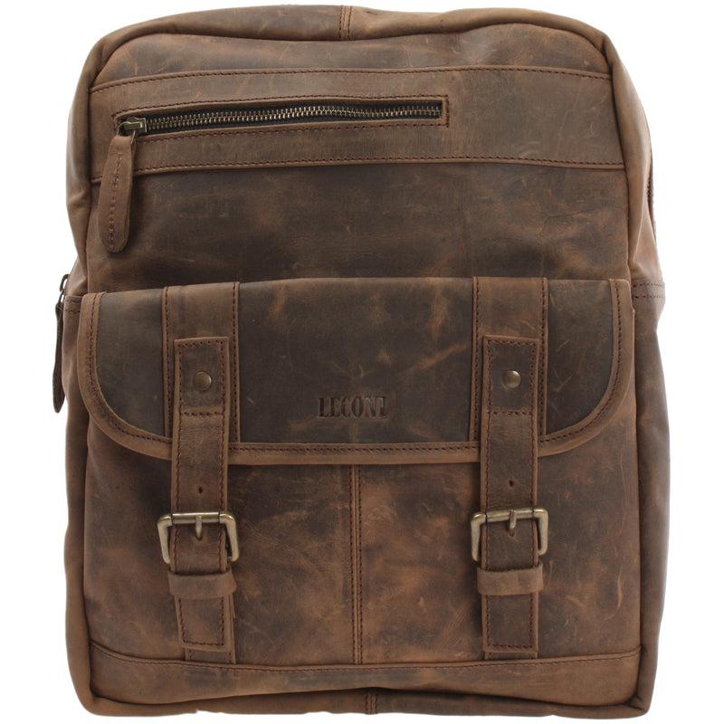 Leconi Rucksack Freizeitrucksack Lederrucksack Leder schlamm LE1018 Leconi Rucksack Freizeitrucksack Lederrucksack Leder schlamm LE1018