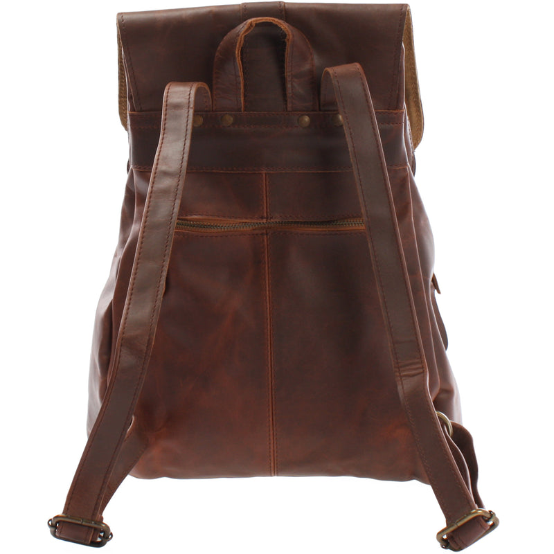 Leconi Rucksack Freizeitrucksack Vintage Lederrucksack Damen Herren Leder Braun LE1008