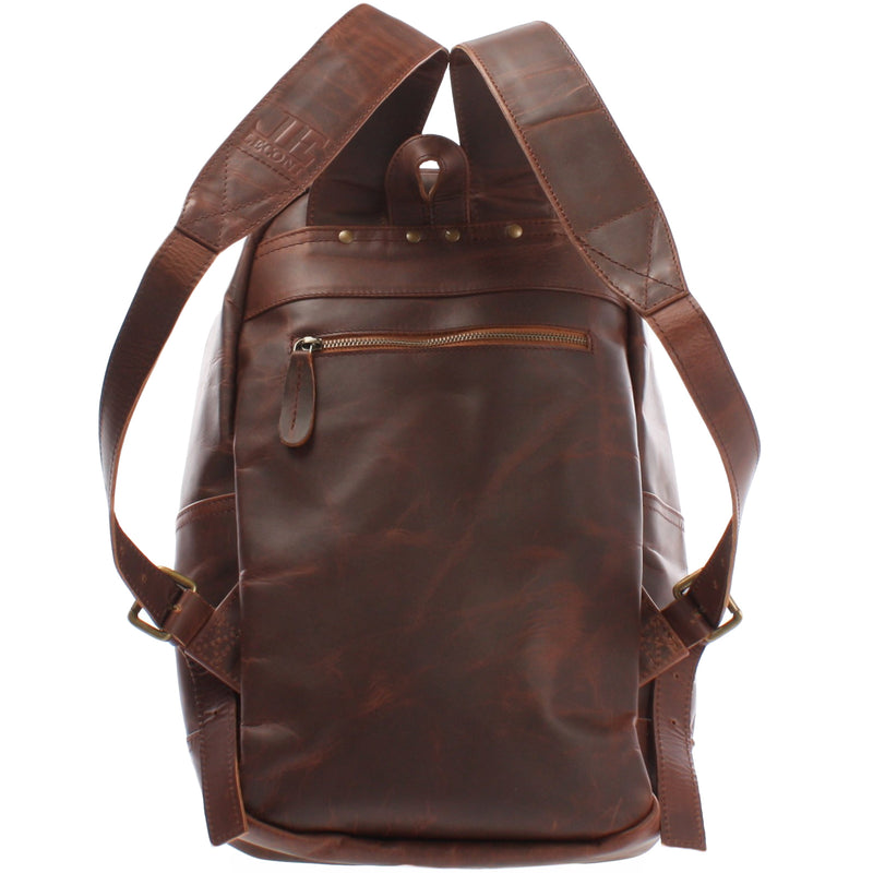 Leconi Rucksack Lederrucksack Freizeitrucksack Damen Herren Leder Braun LE1009