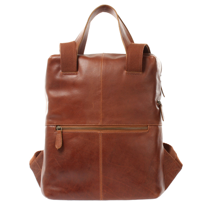 Leconi Rucksack Lederrucksack Freizeitrucksack Damen Herren Leder Braun LE1023