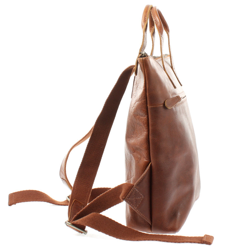 Leconi Rucksack Lederrucksack Freizeitrucksack Damen Herren Leder Braun LE1031