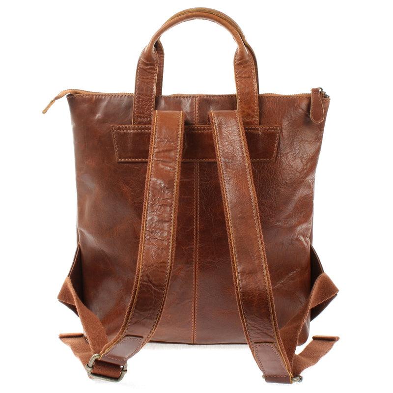 Leconi Rucksack Lederrucksack Freizeitrucksack Damen Herren Leder Braun LE1031