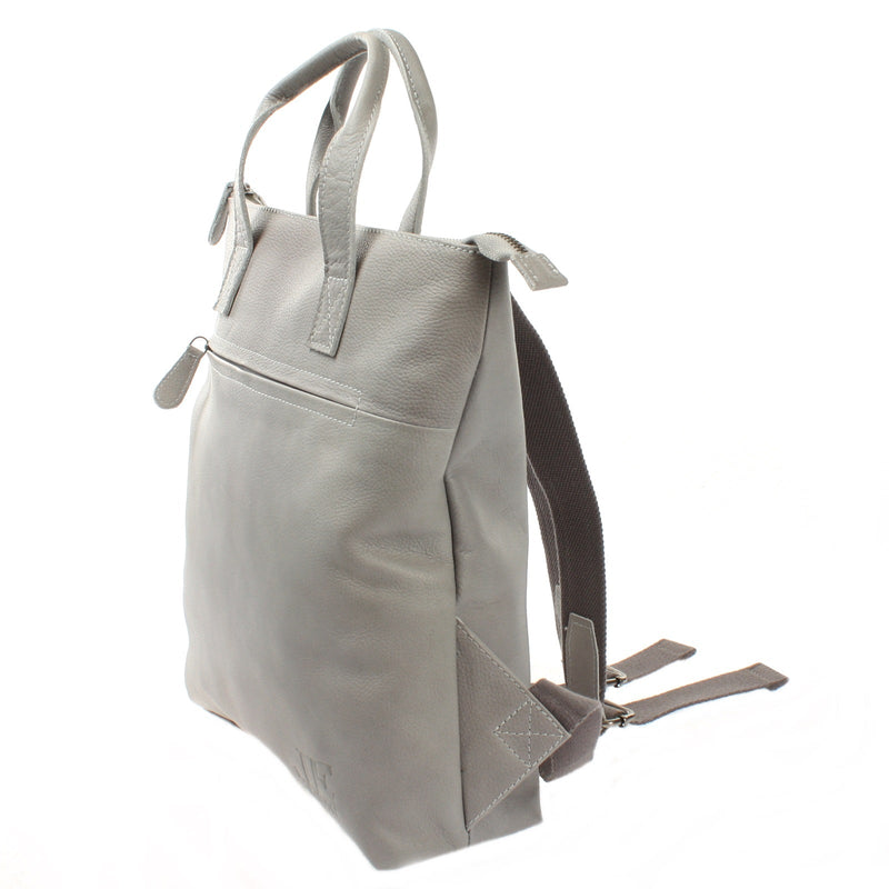 Leconi Rucksack Lederrucksack Freizeitrucksack Damen Herren Leder Hellgrau LE1031