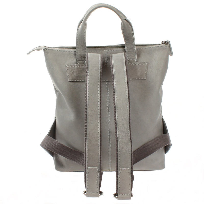 Leconi Rucksack Lederrucksack Freizeitrucksack Damen Herren Leder Hellgrau LE1031