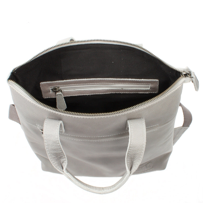 Leconi Rucksack Lederrucksack Freizeitrucksack Damen Herren Leder Hellgrau LE1031