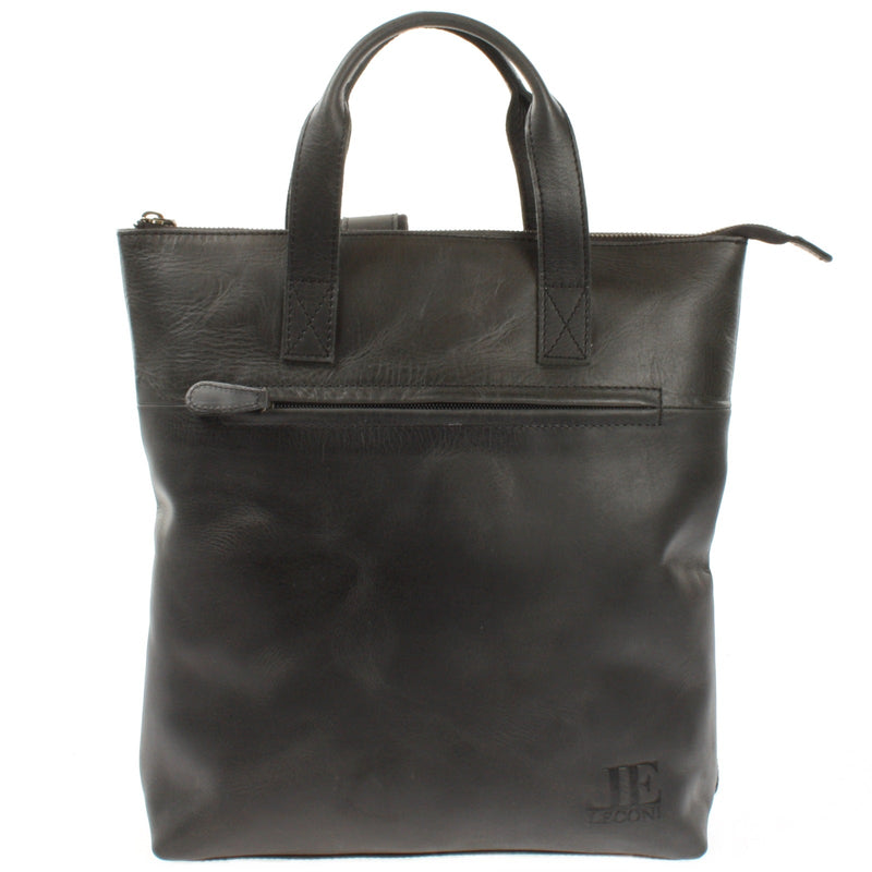 Leconi Rucksack Lederrucksack Freizeitrucksack Damen Herren Leder dunkelgrau LE1031