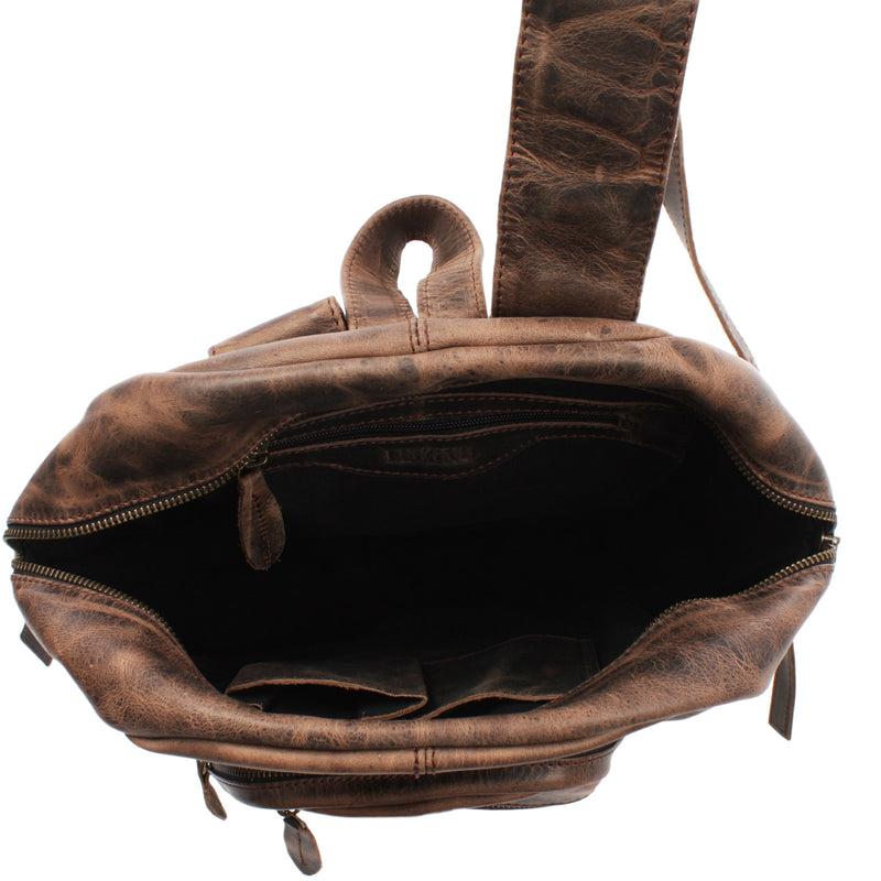 Leconi Rucksack Lederrucksack Freizeitrucksack Damen Herren Leder Schlamm LE1017