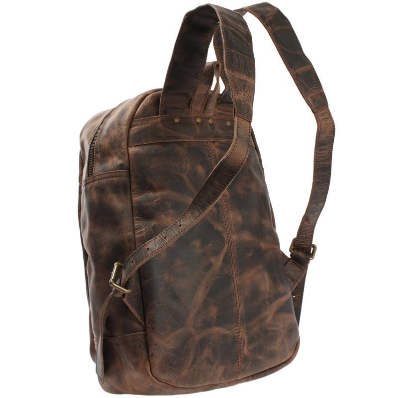 Leconi Rucksack Lederrucksack Freizeitrucksack Damen Herren Leder Schlamm LE1017