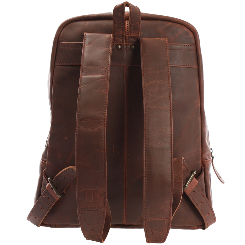 Leconi Rucksack Lederrucksack Freizeitrucksack Damen Herren Leder Braun LE1016