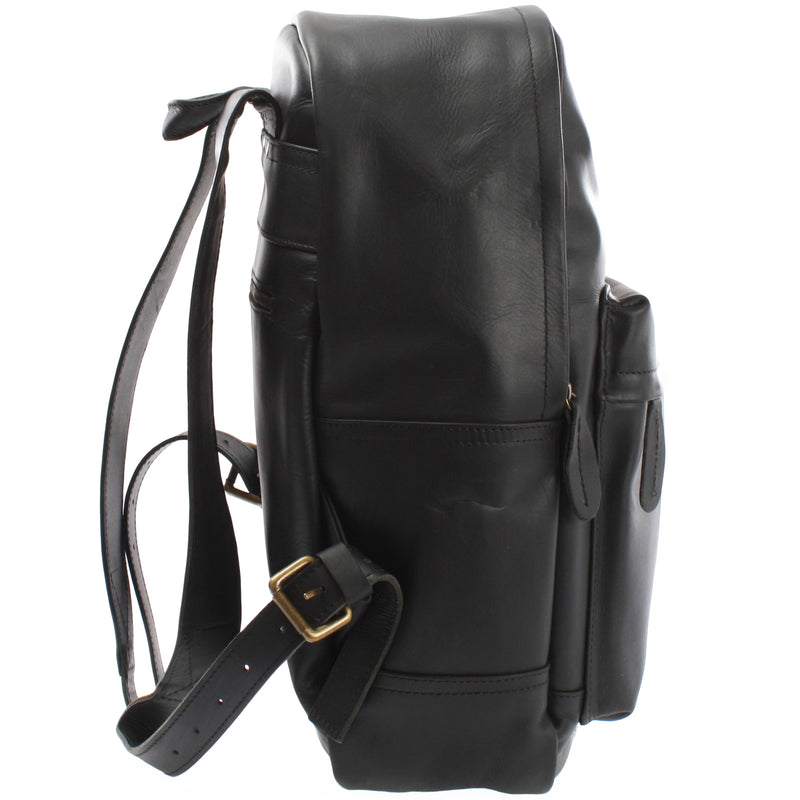 Leconi Rucksack Lederrucksack Freizeitrucksack Damen Herren Leder Schwarz LE1009