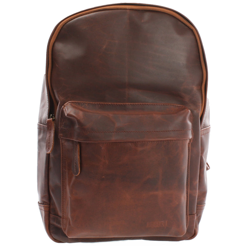 Leconi Rucksack Lederrucksack Freizeitrucksack Damen Herren Leder braun LE1009