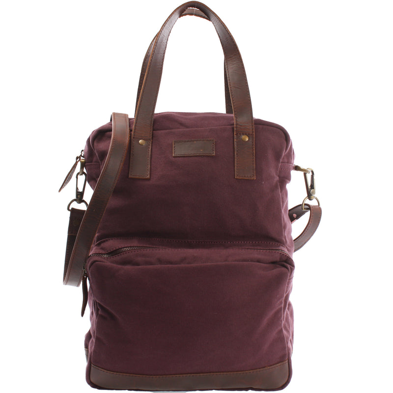 Leconi Rucksack Umhängetasche Damen Herren Leder Canvas bordeaux LE1014 Leconi Rucksack Umhängetasche Damen Herren Leder Canvas bordeaux LE1014