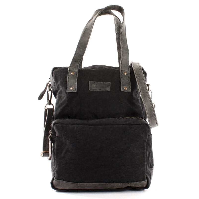 Leconi Rucksack Umhängetasche Damen Herren Leder Canvas schwarz LE1014 Leconi Rucksack Umhängetasche Damen Herren Leder Canvas schwarz LE1014