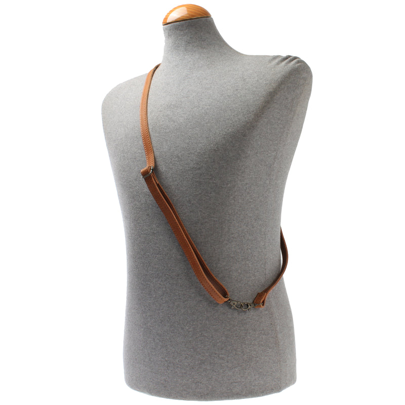 Leconi Schmaler Trageriemen Schultergurt Leder 1,6cm X 150cm Cognac LEC-R8