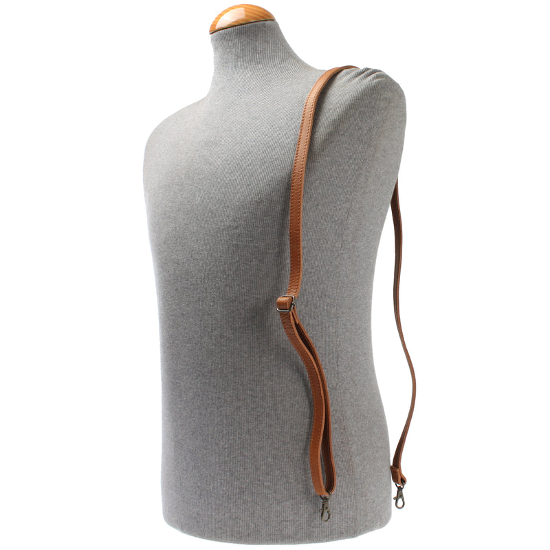 Leconi Schmaler Trageriemen Schultergurt Leder 1,6cm X 150cm Cognac LEC-R8