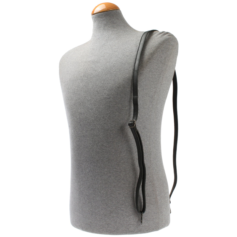 Leconi Schmaler Trageriemen Schultergurt Leder 1,6cm X 150cm Schwarz LEC-R8