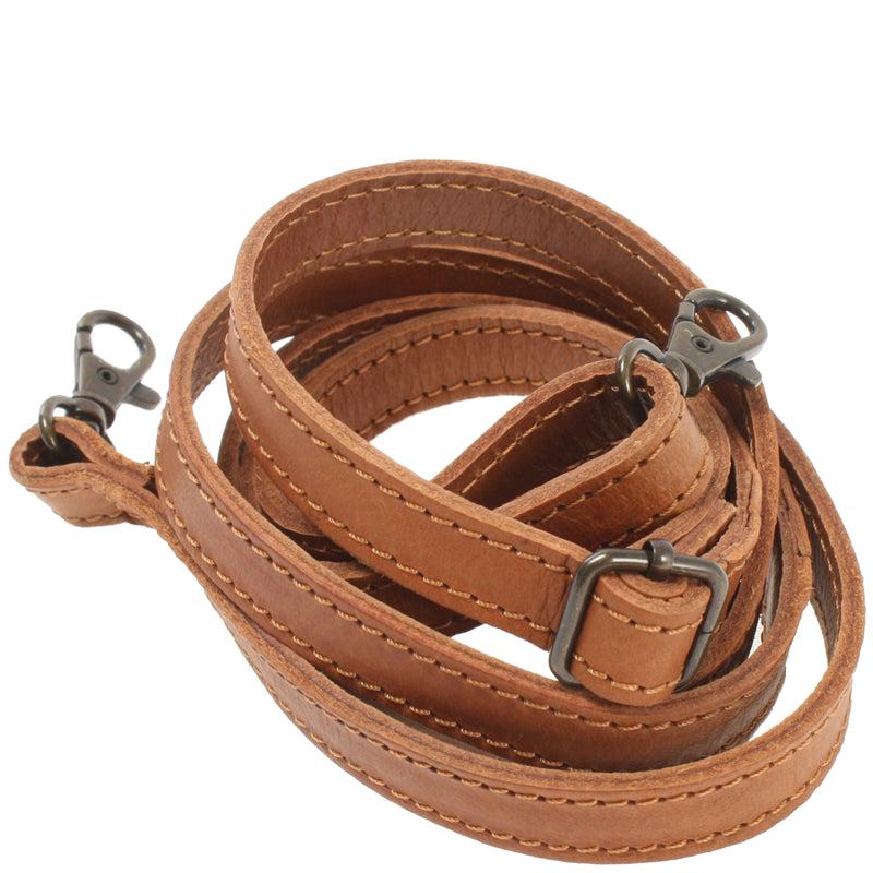 Leconi schmaler Trageriemen Schultergurt Leder 1,6cm x 150cm cognac LEC-R8