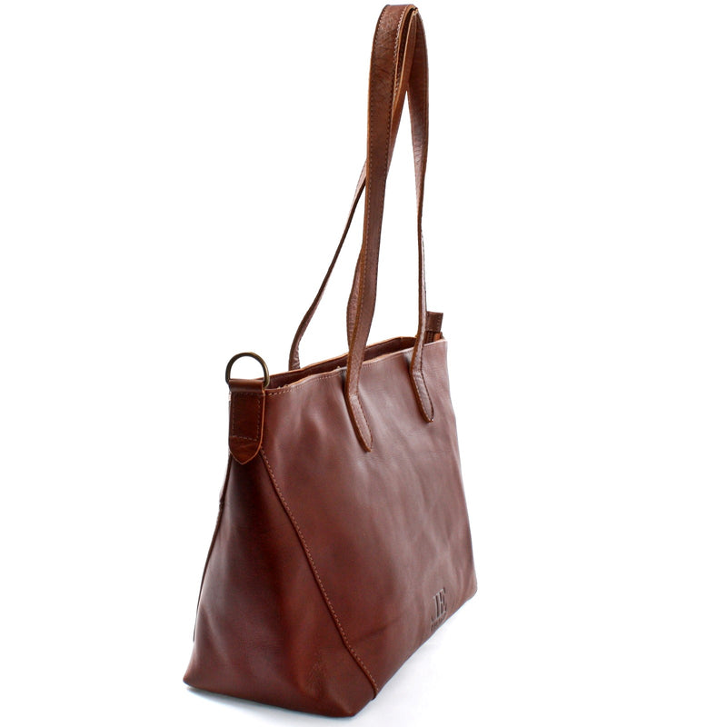 Leconi Schultertasche Damentasche DIN A4 Leder Braun LE0071