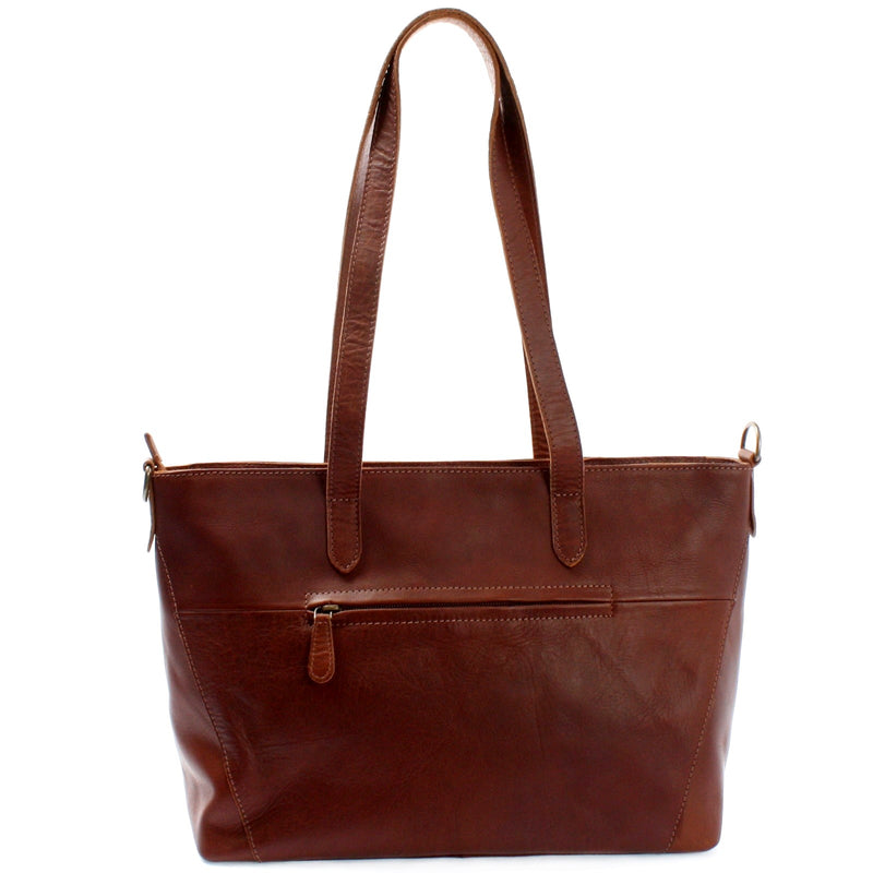 Leconi Schultertasche Damentasche DIN A4 Leder Braun LE0071