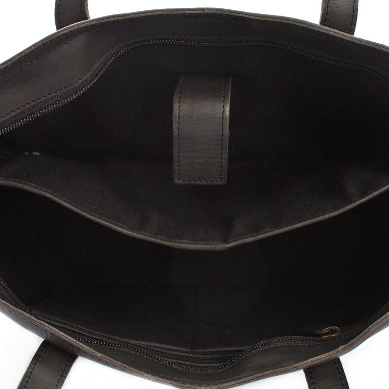 Leconi Schultertasche Damentasche DIN A4 Leder Dunkelgrau LE0071