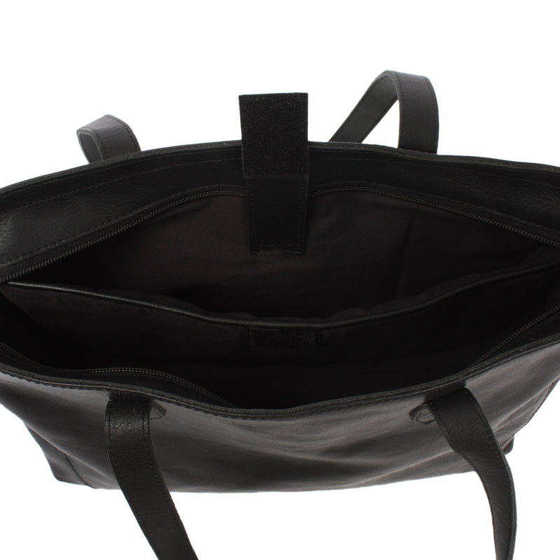 Leconi Schultertasche Damentasche DIN A4 Leder Schwarz LE0071