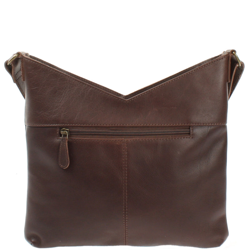 Leconi Schultertasche Damentasche Handtasche Leder Dunkelbraun LE0065