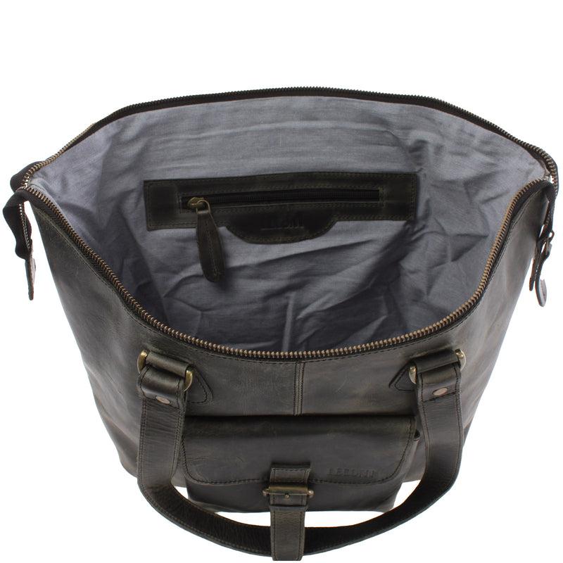 Leconi Schultertasche Damentasche Handtasche Leder Grau LE0052