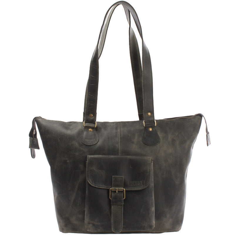 Leconi Schultertasche Damentasche Handtasche Leder grau LE0052 Leconi Schultertasche Damentasche Handtasche Leder grau LE0052